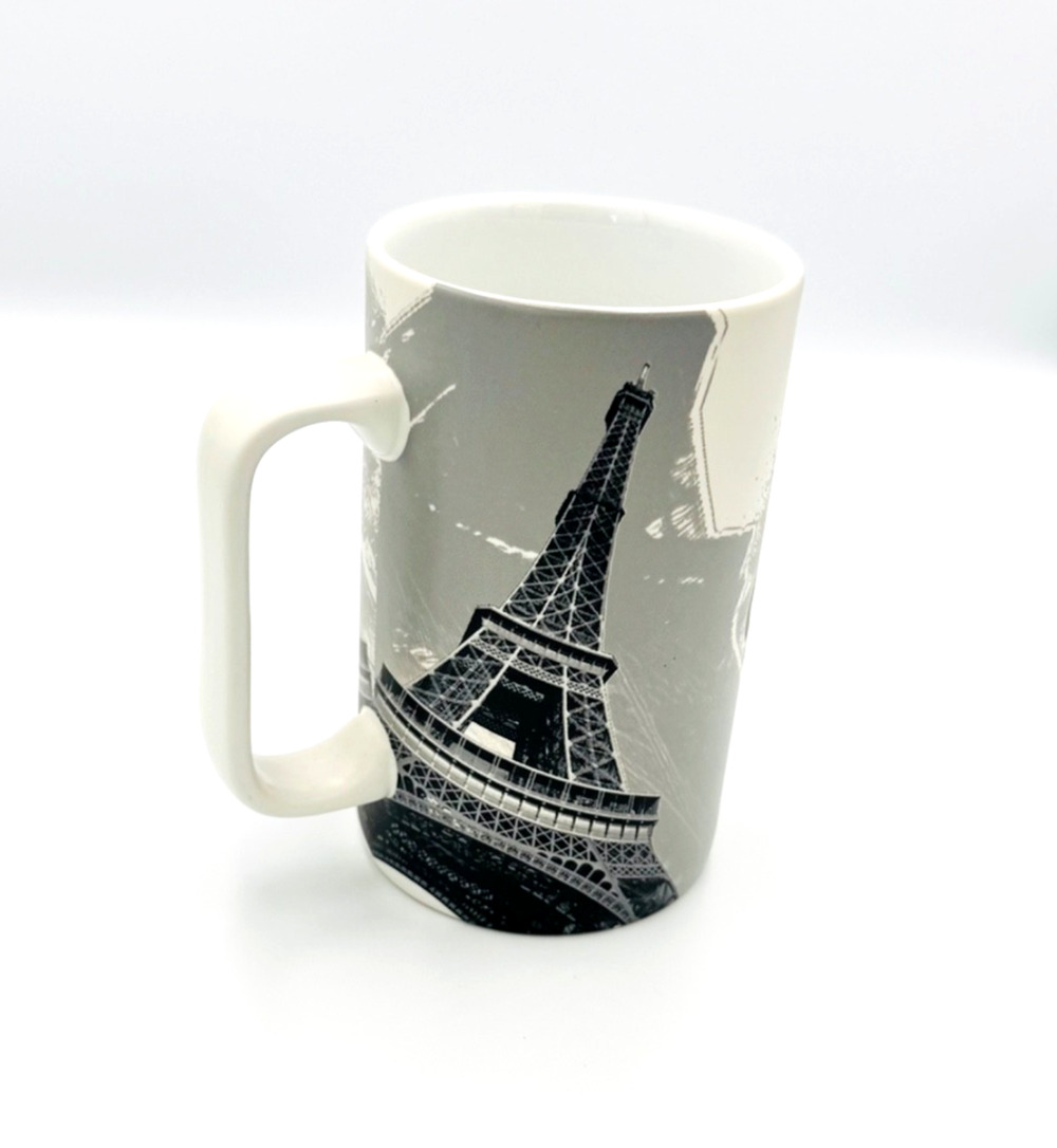 Paris Eiffel Tower Mug 17 oz Gray White Porcelain 5.5" Plaisir de Paris Artwork